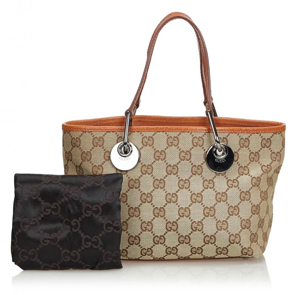 Gucci Vintage - GG Jacquard Tote Bag - Brown - Leather Handbag - Luxury High Quality - Avvenice