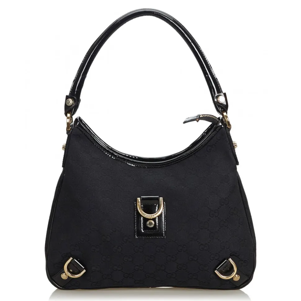 Gucci Vintage - GG Jacquard Abbey Shoulder Bag - Black - Leather Handbag - Luxury High Quality - Avvenice