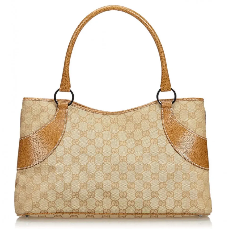 Gucci Vintage - GG Jacquard Tote Bag - Brown - Leather Handbag - Luxury High Quality - Avvenice