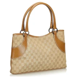 Gucci Vintage - GG Jacquard Tote Bag - Brown - Leather Handbag - Luxury High Quality - Avvenice
