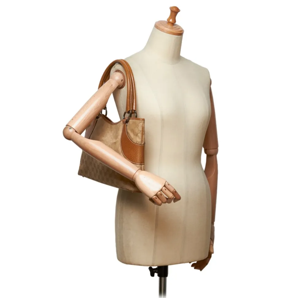 Gucci Vintage - GG Jacquard Tote Bag - Brown - Leather Handbag - Luxury High Quality - Avvenice