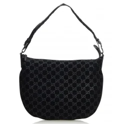 Gucci Vintage - GG Suede Hobo Bag - Black - Leather Handbag - Luxury High Quality - Avvenice
