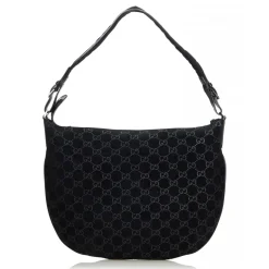 Gucci Vintage - GG Suede Hobo Bag - Black - Leather Handbag - Luxury High Quality - Avvenice