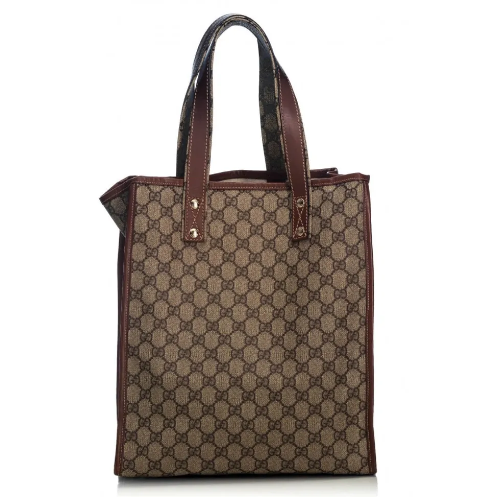 Gucci Vintage - GG Supreme Web Tote Bag - Brown - Leather Handbag - Luxury High Quality - Avvenice