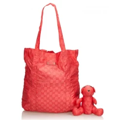 Gucci Vintage - GG Teddy Bear Folding Tote Bag - Red - Leather Handbag - Luxury High Quality - Avvenice