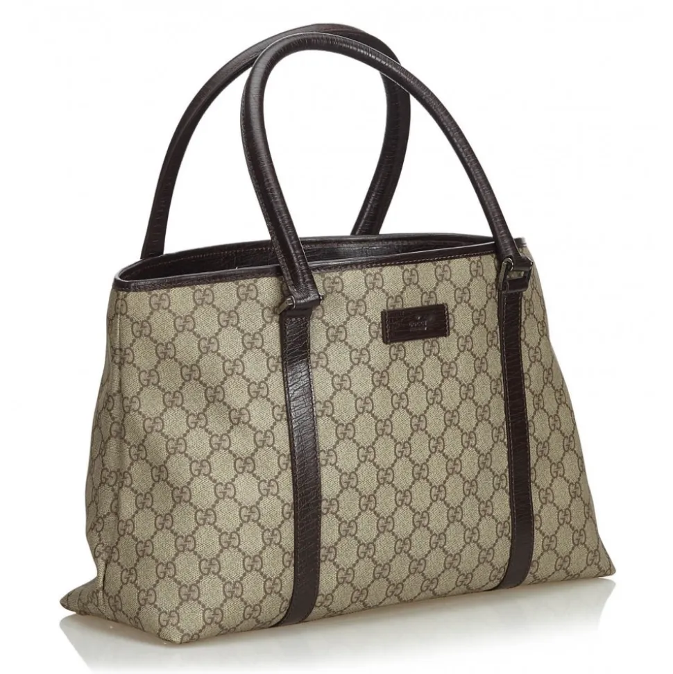 Gucci Vintage - GG Tote Bag - Brown - Leather Handbag - Luxury High Quality - Avvenice
