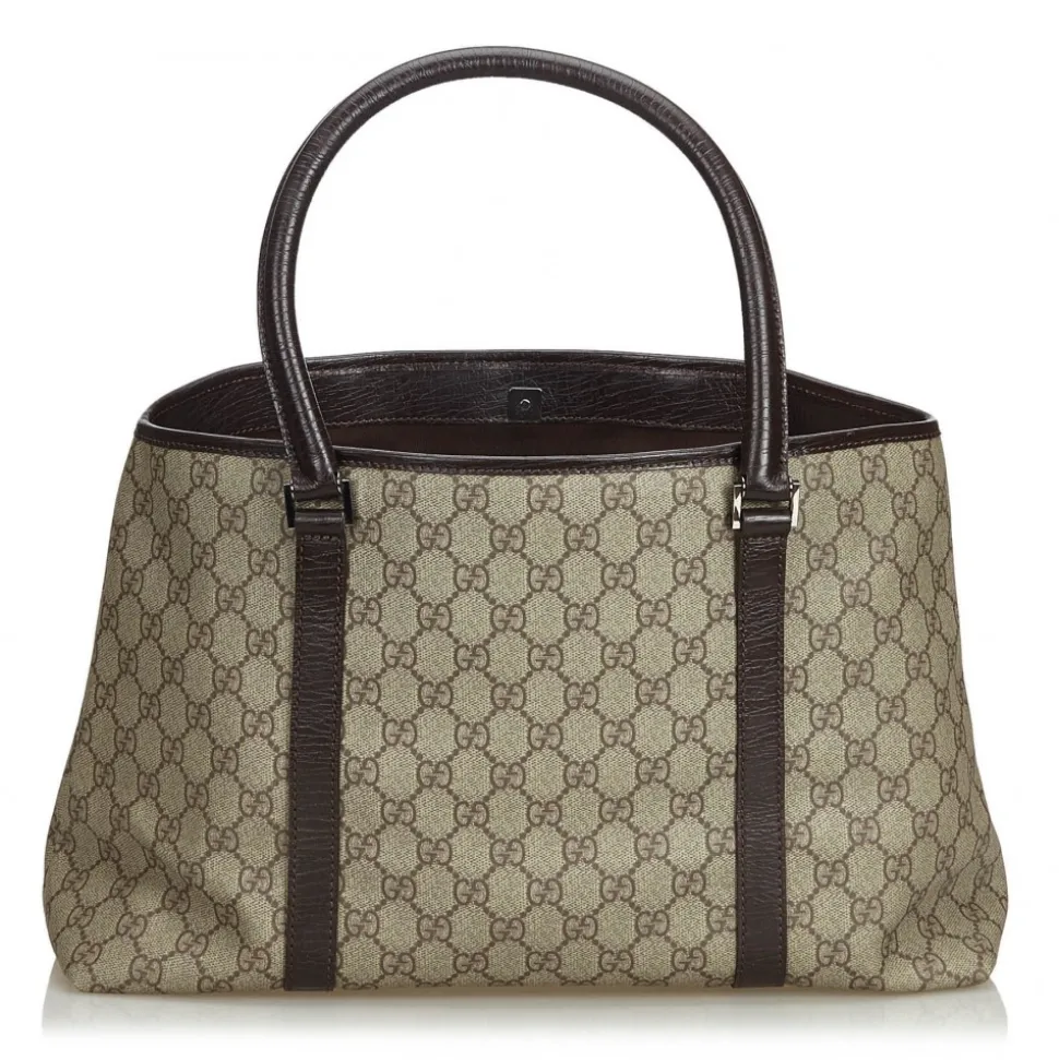 Gucci Vintage - GG Tote Bag - Brown - Leather Handbag - Luxury High Quality - Avvenice