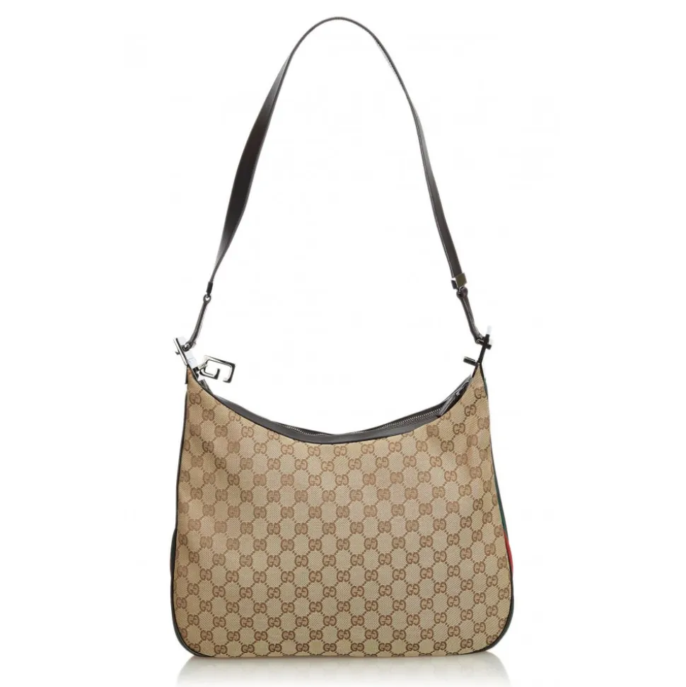 Gucci Vintage - GG Web Jacquard Shoulder Bag - Brown - Leather Handbag - Luxury High Quality - Avvenice