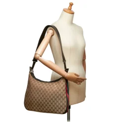Gucci Vintage - GG Web Jacquard Shoulder Bag - Brown - Leather Handbag - Luxury High Quality - Avvenice