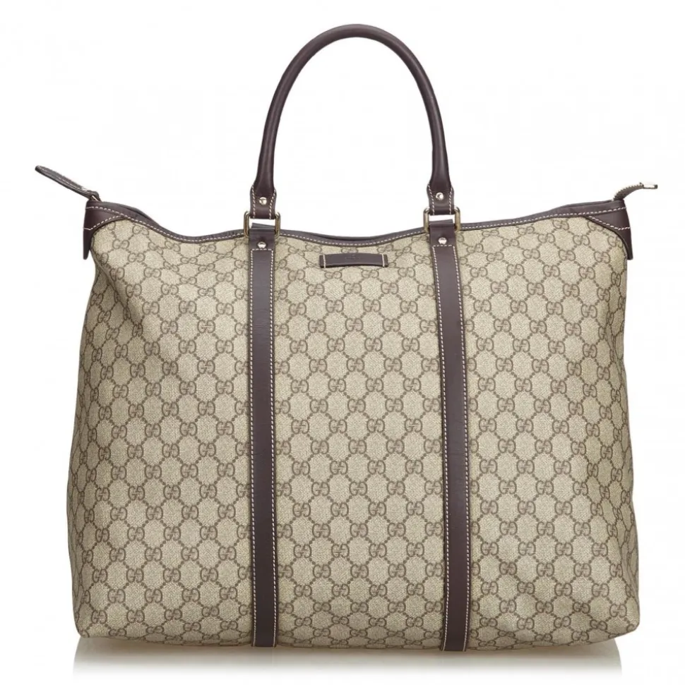 Gucci Vintage - GG Weekender Bag - Brown - Leather Handbag - Luxury High Quality - Avvenice