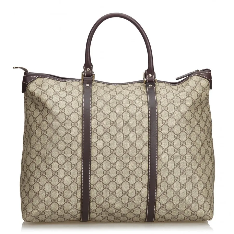 Gucci Vintage - GG Weekender Bag - Brown - Leather Handbag - Luxury High Quality - Avvenice