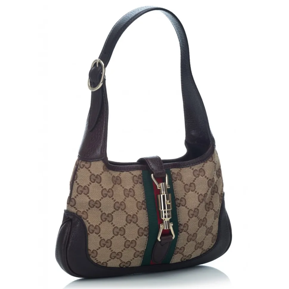 Gucci Vintage - Guccissima Web Canvas Jackie Shoulder Bag - Brown - Leather Handbag - Luxury High Quality - Avvenice