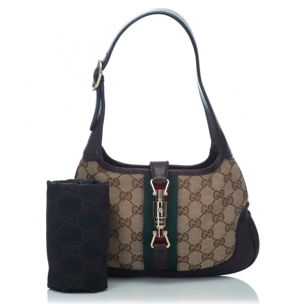Gucci Vintage - Guccissima Web Canvas Jackie Shoulder Bag - Brown - Leather Handbag - Luxury High Quality - Avvenice