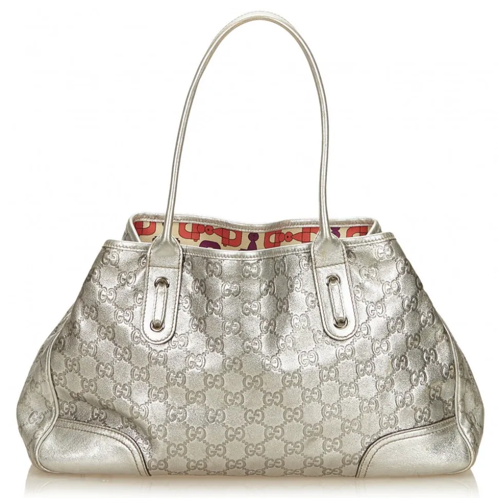 Gucci Vintage - Guccissima Leather Princy Tote Bag - Silver - Leather Handbag - Luxury High Quality - Avvenice