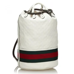 Gucci Vintage - Guccissima Web Aquariva Backpack - White Red - Leather Backpack - Luxury High Quality - Avvenice