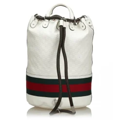 Gucci Vintage - Guccissima Web Aquariva Backpack - White Red - Leather Backpack - Luxury High Quality - Avvenice
