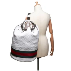 Gucci Vintage - Guccissima Web Aquariva Backpack - White Red - Leather Backpack - Luxury High Quality - Avvenice