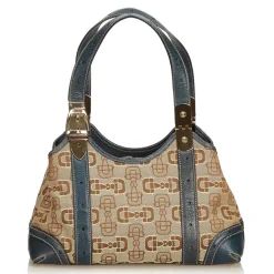 Gucci Vintage - Horsebit Jacquard Shoulder Bag - Brown - Leather Handbag - Luxury High Quality - Avvenice