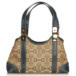 Gucci Vintage - Horsebit Jacquard Shoulder Bag - Brown - Leather Handbag - Luxury High Quality - Avvenice
