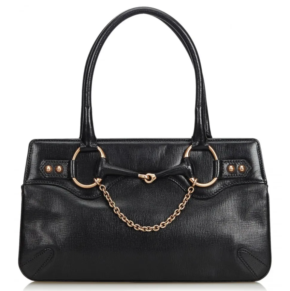 Gucci Vintage - Horsebit Leather Handbag Bag - Black - Leather Handbag - Luxury High Quality - Avvenice