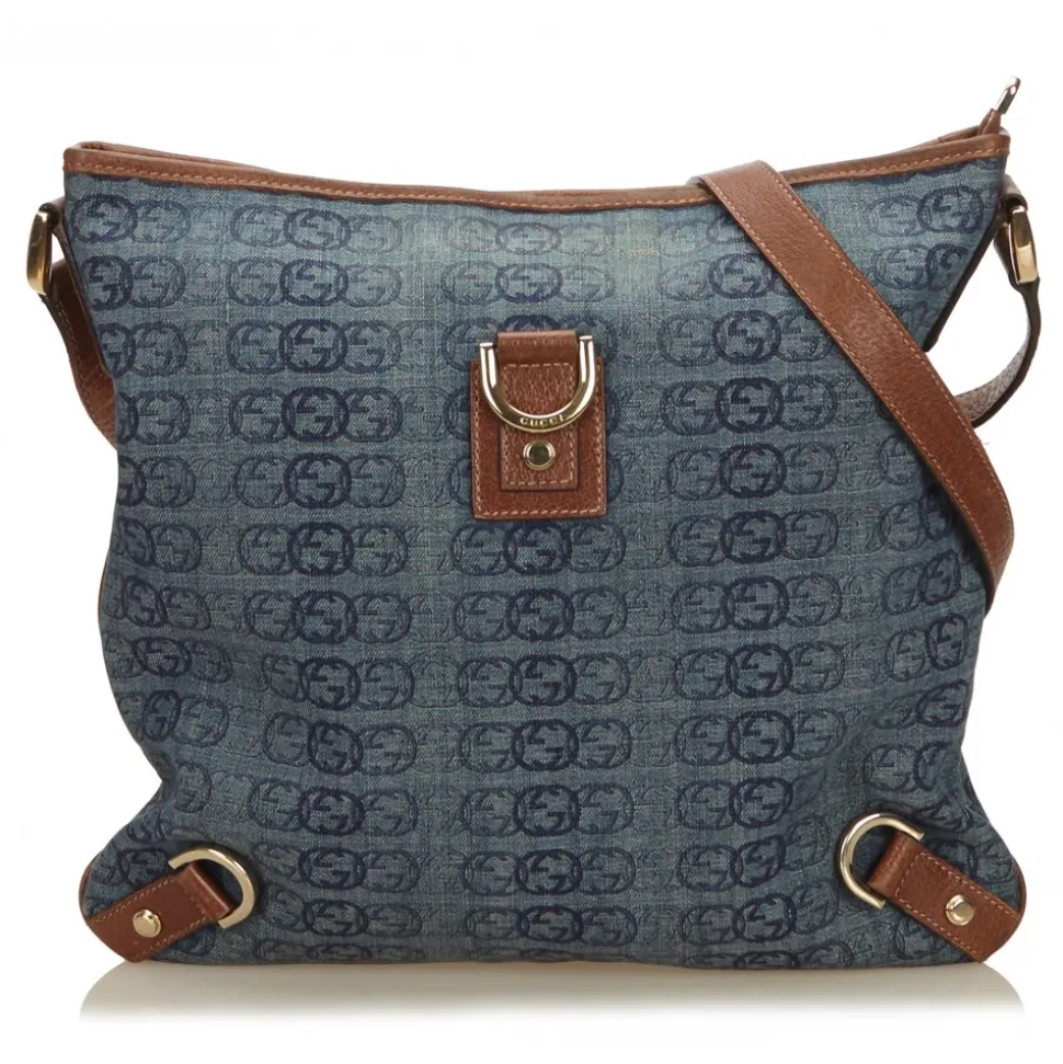 Gucci Vintage - Jacquard Abbey Crossbody Bag - Blue - Leather Handbag - Luxury High Quality - Avvenice