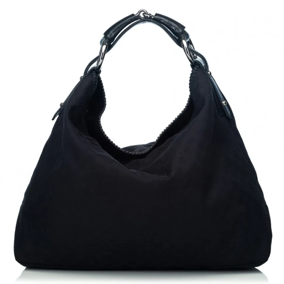 Gucci Vintage - Large GG Horsebit Hobo Bag - Black - Leather Handbag - Luxury High Quality - Avvenice