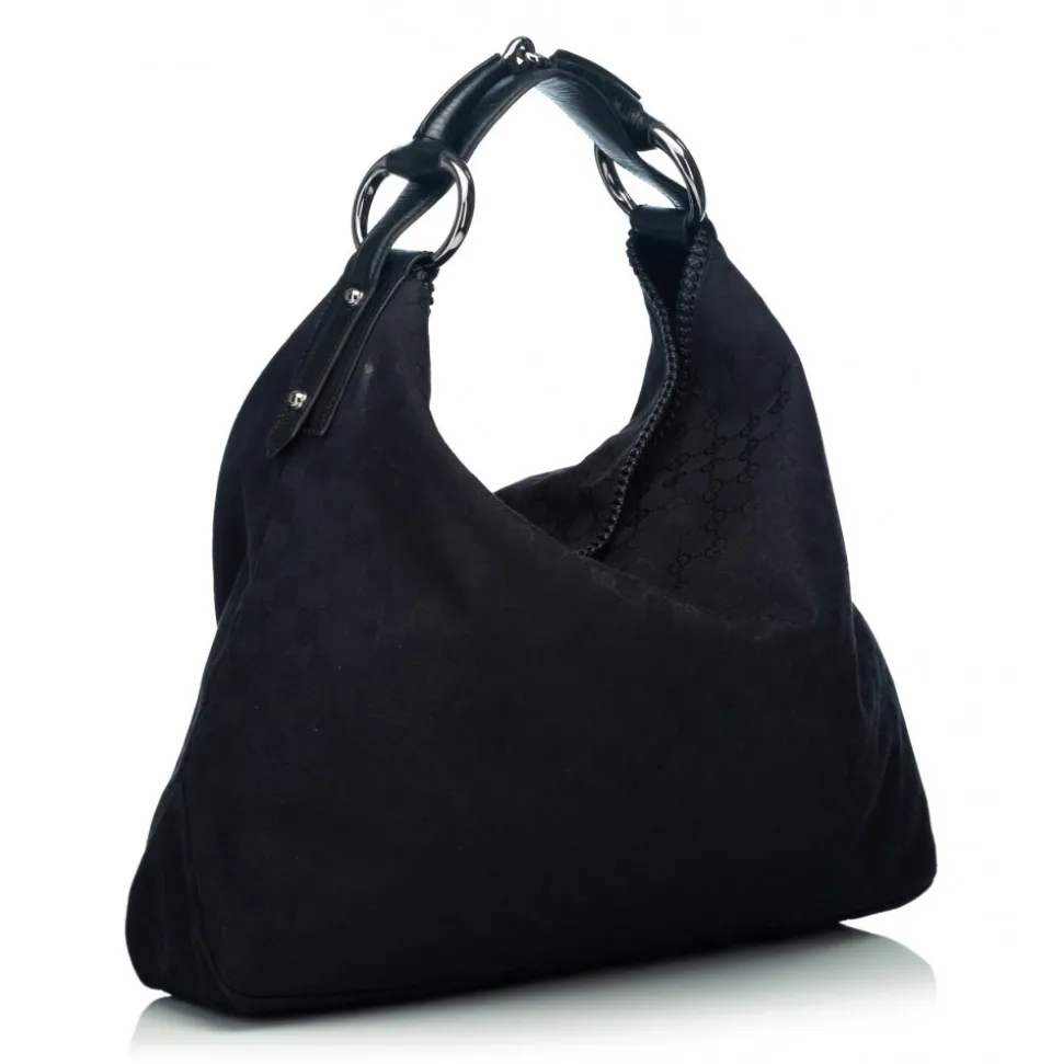 Gucci Vintage - Large GG Horsebit Hobo Bag - Black - Leather Handbag - Luxury High Quality - Avvenice