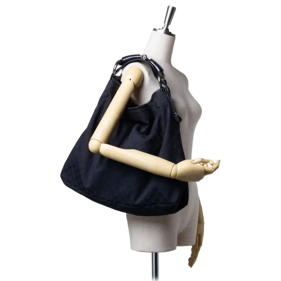 Gucci Vintage - Large GG Horsebit Hobo Bag - Black - Leather Handbag - Luxury High Quality - Avvenice