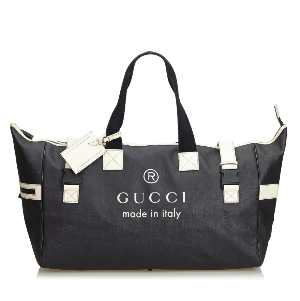 Gucci Vintage - Large Logo Tote Bag - Black - Leather Handbag - Luxury High Quality - Avvenice