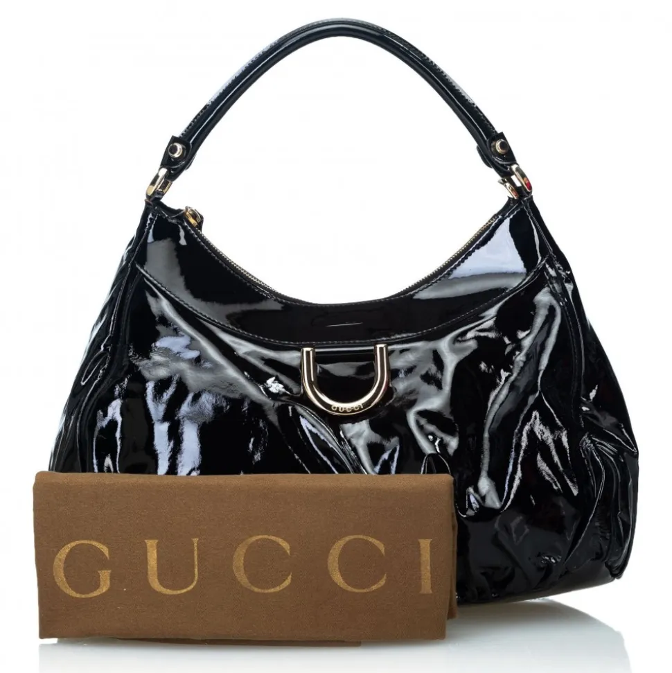 Gucci Vintage - Leather Abbey D-Ring Hobo Bag - Black - Leather Handbag - Luxury High Quality - Avvenice