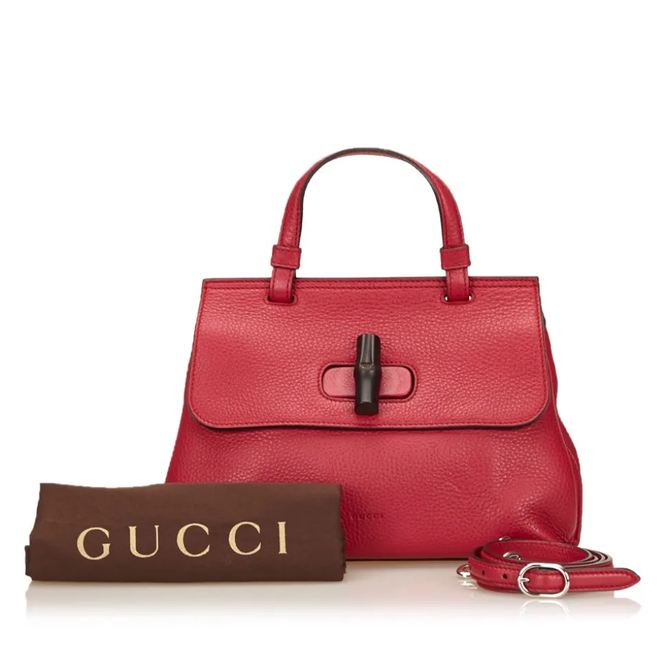 Gucci Vintage - Leather Bamboo Daily Bag - Red - Leather Handbag - Luxury High Quality - Avvenice