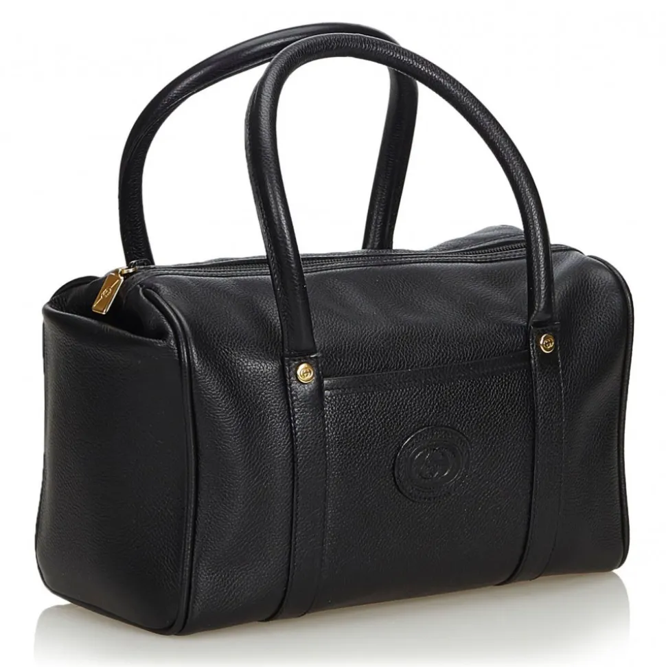 Gucci Vintage - Leather Boston Bag - Black - Leather Handbag - Luxury High Quality - Avvenice