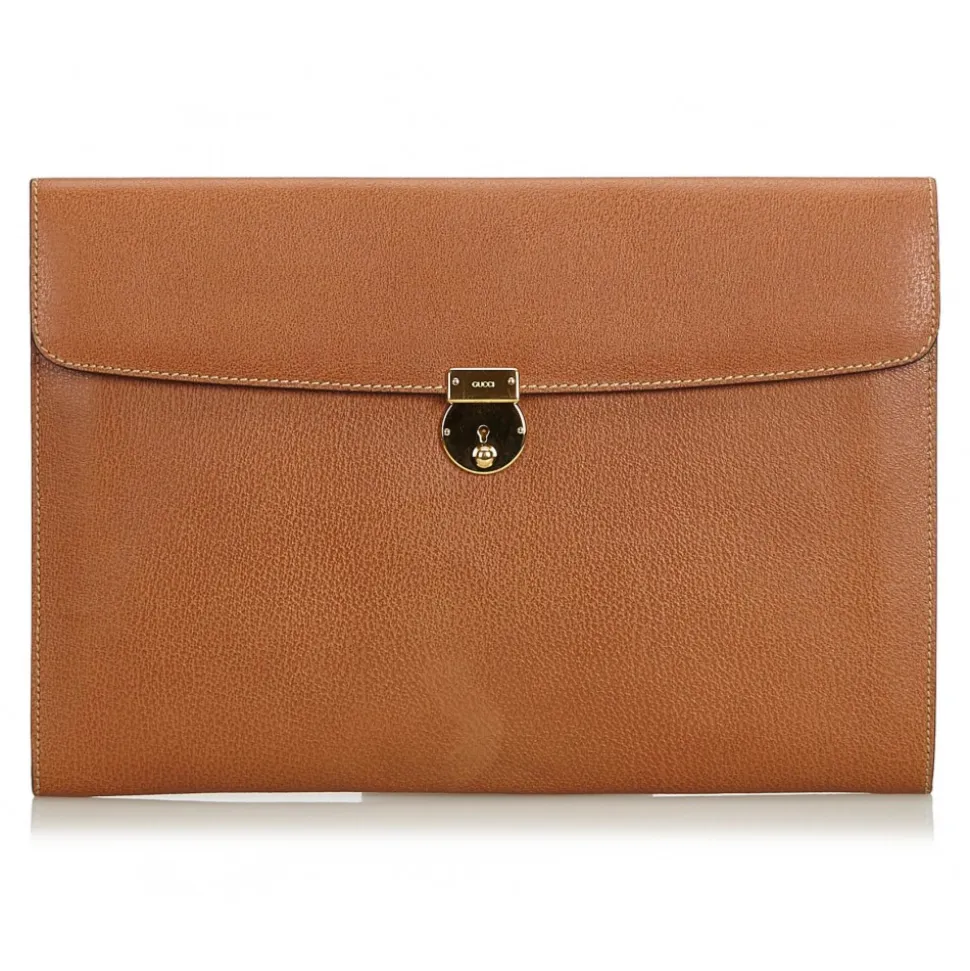 Gucci Vintage - Leather Clutch Bag - Brown - Leather Handbag - Luxury High Quality - Avvenice