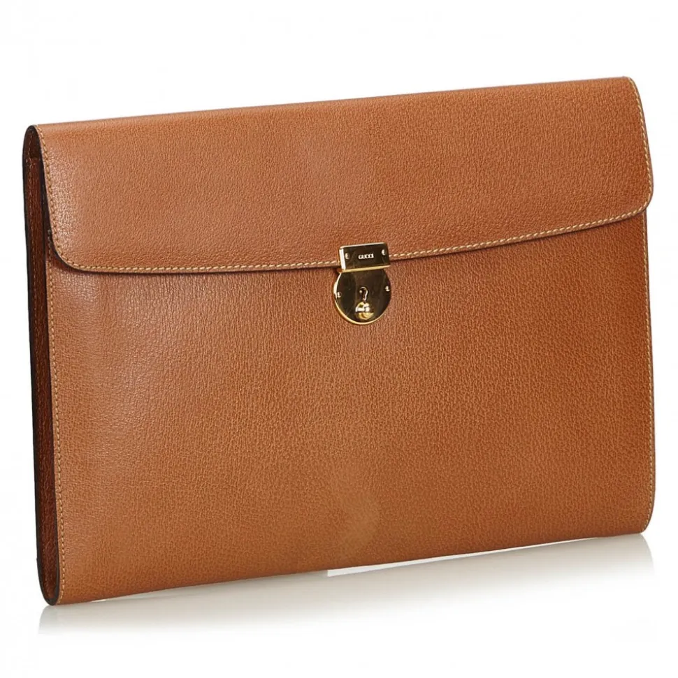 Gucci Vintage - Leather Clutch Bag - Brown - Leather Handbag - Luxury High Quality - Avvenice