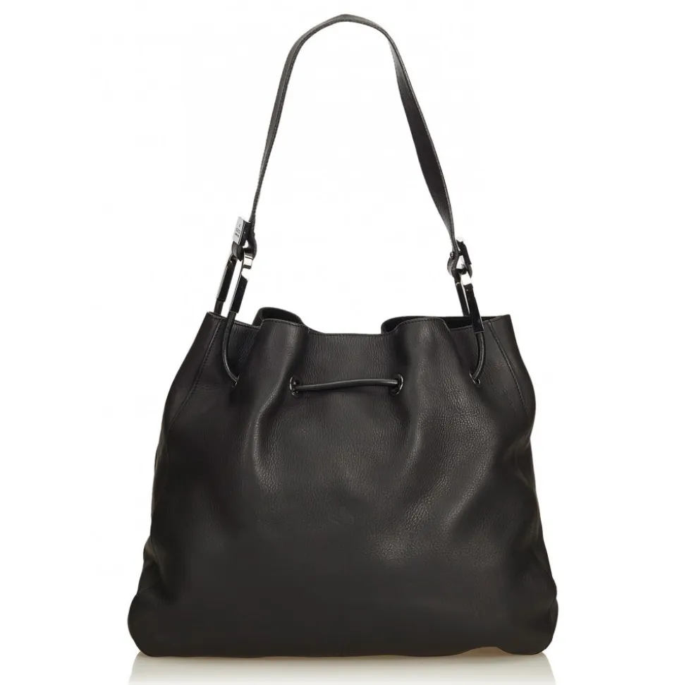 Gucci Vintage - Leather Drawstring Shoulder Bag - Black - Leather Handbag - Luxury High Quality - Avvenice