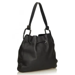 Gucci Vintage - Leather Drawstring Shoulder Bag - Black - Leather Handbag - Luxury High Quality - Avvenice