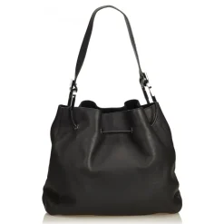 Gucci Vintage - Leather Drawstring Shoulder Bag - Black - Leather Handbag - Luxury High Quality - Avvenice