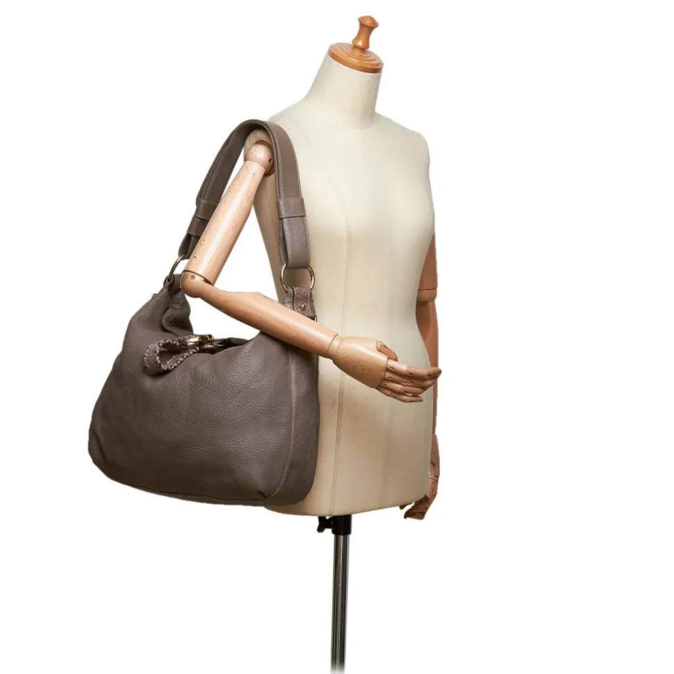 Gucci Vintage - Leather G Wave Shoulder Bag - Grey - Leather Handbag - Luxury High Quality - Avvenice