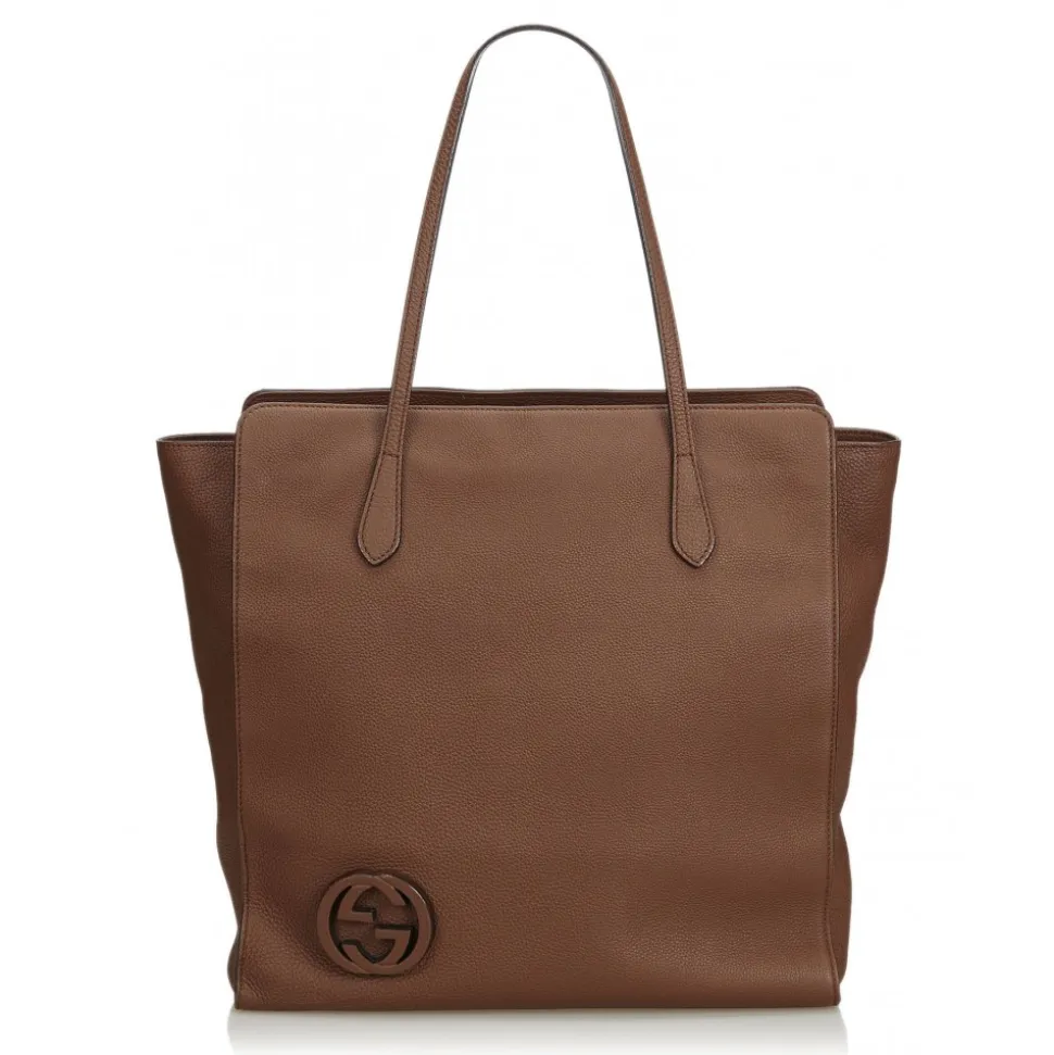 Gucci Vintage - Leather GG Tote Bag - Brown - Leather Handbag - Luxury High Quality - Avvenice