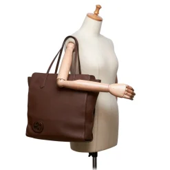 Gucci Vintage - Leather GG Tote Bag - Brown - Leather Handbag - Luxury High Quality - Avvenice