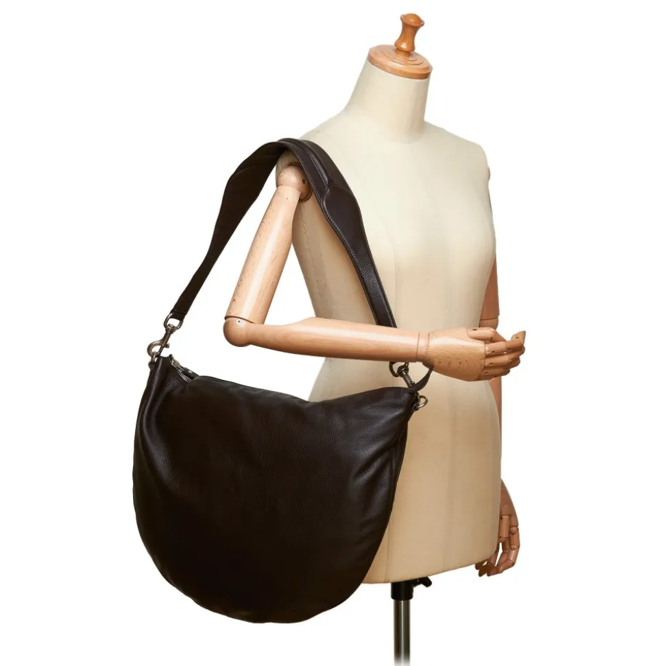 Gucci Vintage - Leather Half Moon Hobo Bag - Black - Leather Handbag - Luxury High Quality - Avvenice