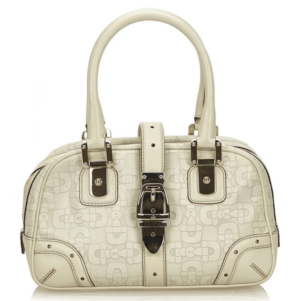 Gucci Vintage - Leather Horsebit Handbag Bag - White - Leather Handbag - Luxury High Quality - Avvenice