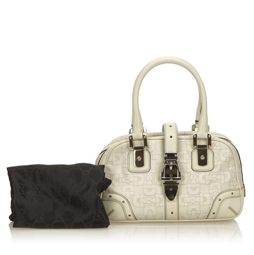 Gucci Vintage - Leather Horsebit Handbag Bag - White - Leather Handbag - Luxury High Quality - Avvenice