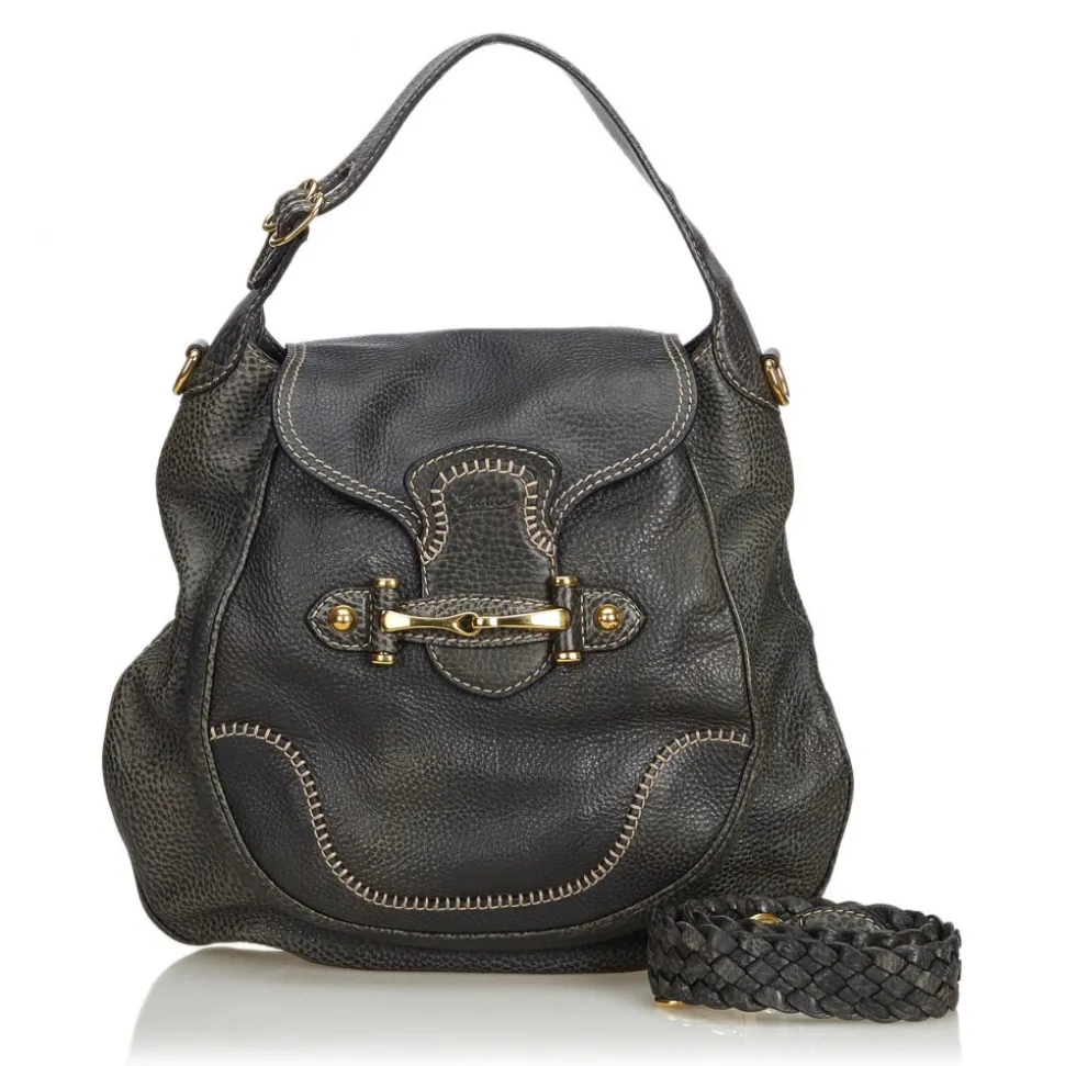 Gucci Vintage - Leather New Pelham Hobo Bag - Black - Leather Handbag - Luxury High Quality - Avvenice