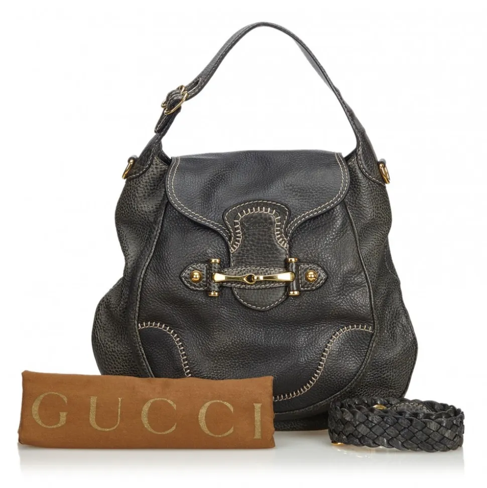 Gucci Vintage - Leather New Pelham Hobo Bag - Black - Leather Handbag - Luxury High Quality - Avvenice