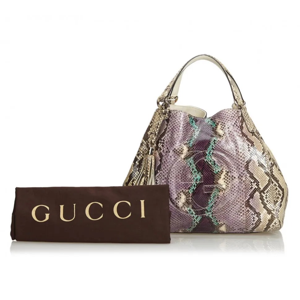 Gucci Vintage - Medium Python Soho Bag - Brown Beige Multi - Python Leather Handbag - Luxury High Quality - Avvenice
