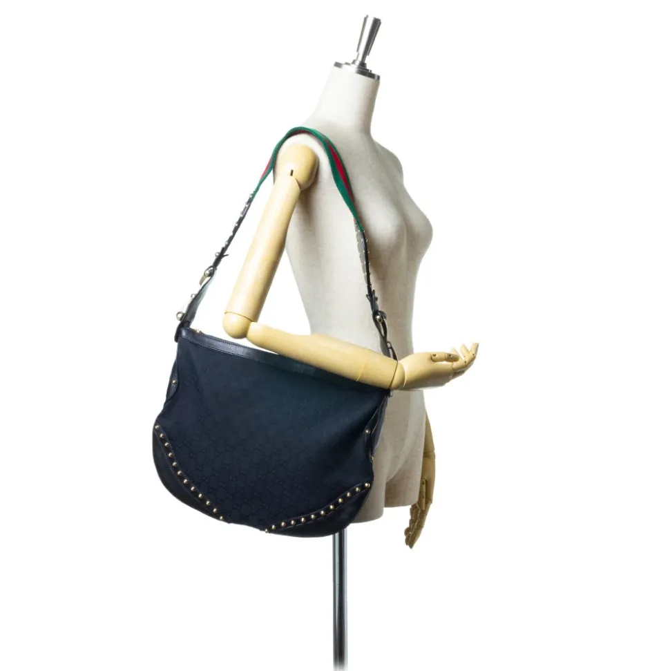 Gucci Vintage - Medium Studded Pelham Hobo Bag - Black - Leather Handbag - Luxury High Quality - Avvenice