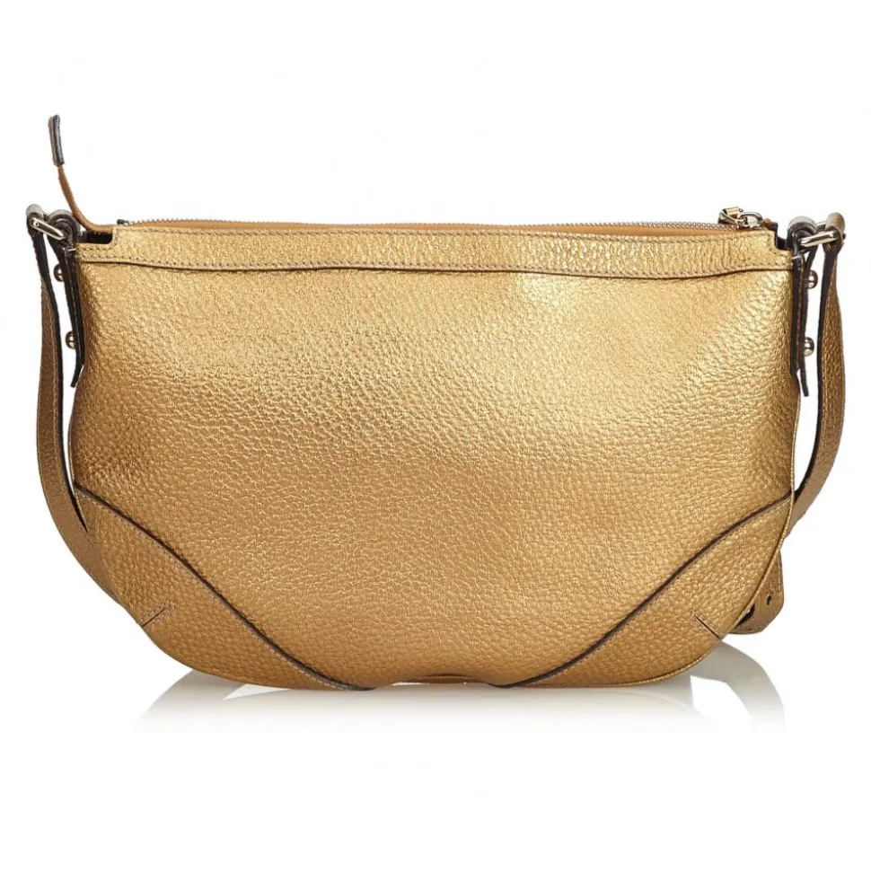 Gucci Vintage - Metallic Leather Horsebit Crossbody Bag - Gold - Leather Handbag - Luxury High Quality - Avvenice