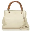 Gucci Vintage - Mini Bamboo Leather Shopper Bag - White Ivory - Leather Handbag - Luxury High Quality - Avvenice