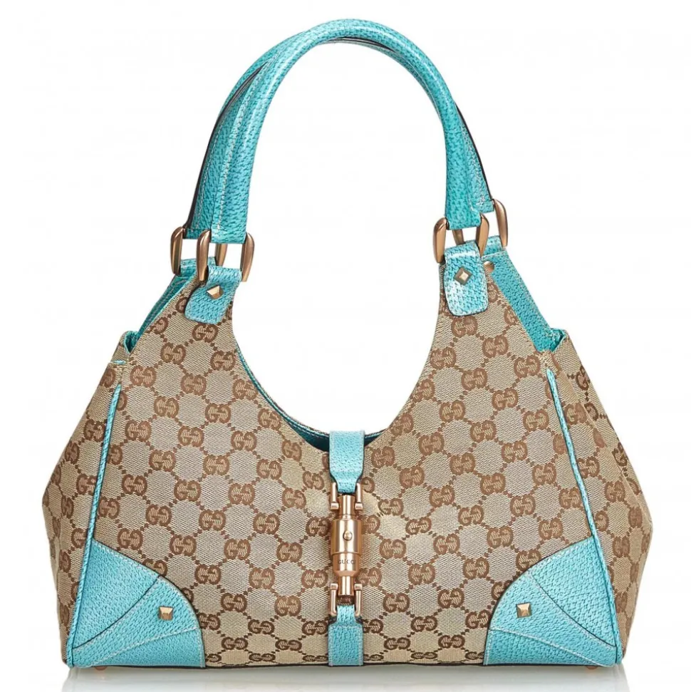 Gucci Vintage - Nailhead Jacquard Jackie Shoulder Bag - Brown - Leather Handbag - Luxury High Quality - Avvenice